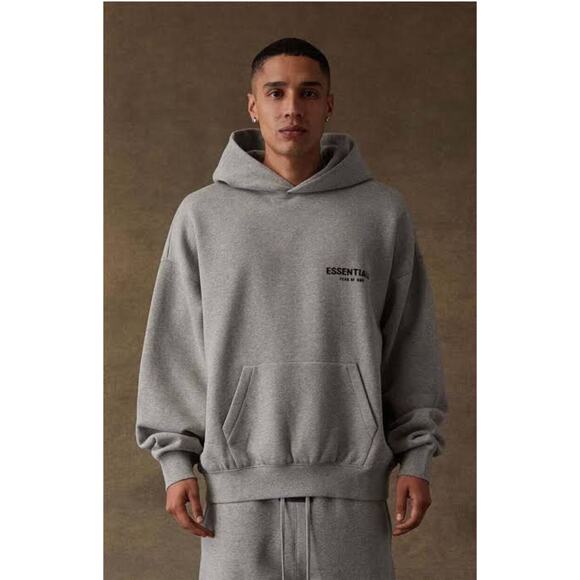 Essentials Fear of God Men's SS22 Oversized Dark Oatmeal Hoodie Sweatshirt - Picture 4 of 9